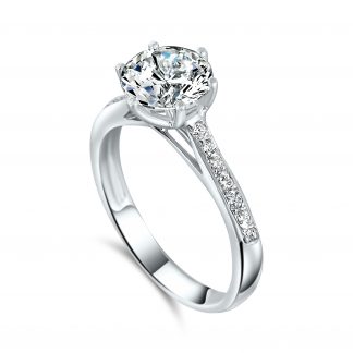 ROUND BRILLIANT ROYAL CROWN PAVE SOLITAIRE RING