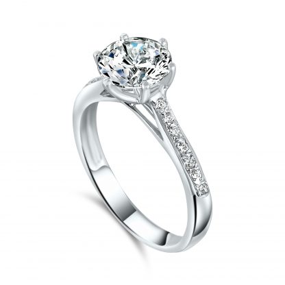 ROUND BRILLIANT ROYAL CROWN PAVE SOLITAIRE RING