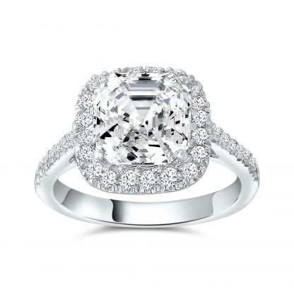 ROYAL ASSCHER HALO PAVE RING