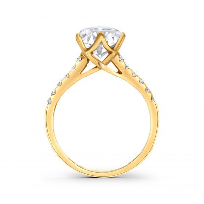ROUND BRILLIANT ROYAL CROWN PAVE SOLITAIRE RING - Image 3