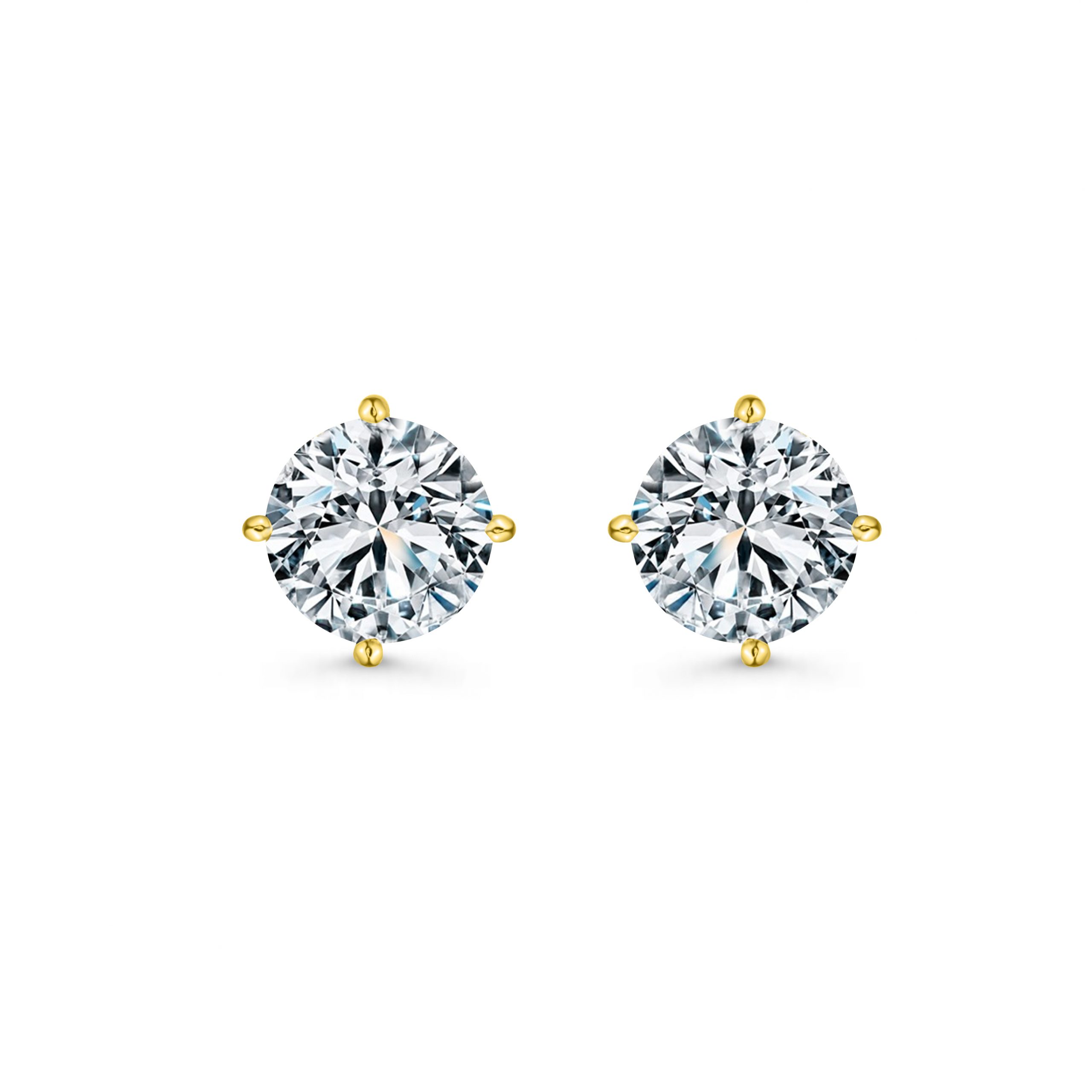 4 PRONG ROUND BRILLIANT CLASSIC STUD EARRINGS – 18 KARAATS