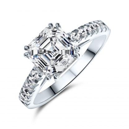 ASSCHER SOLITAIRE PAVE RING - Image 2