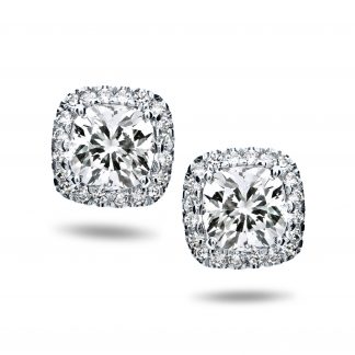 HALOPAVE CUSHION STUD EARRINGS