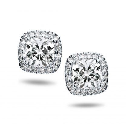 HALOPAVE CUSHION STUD EARRINGS