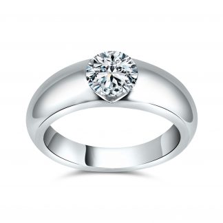 ROUND BRILLIANT TENSION SET SOLITAIRE RING
