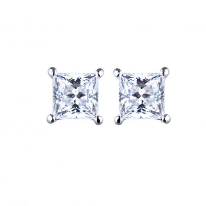 PRINCESS CUT STUD EARRINGS