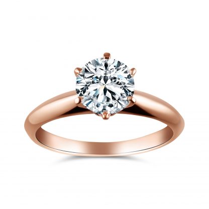 ROUND BRILLIANT CLASSIC 6 PRONG MOISSANITE RING - Image 6