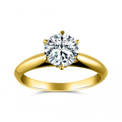 ROUND BRILLIANT CLASSIC 6 PRONG MOISSANITE RING - Image 4