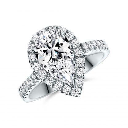 REINELLE PEAR HALO PAVE RING