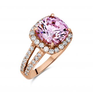 AVA SQUARE BRILLIANT HALO PAVE RING