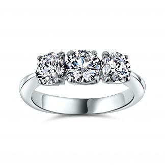 ROUND BRILLIANT THREE STONE TRILOGY RING