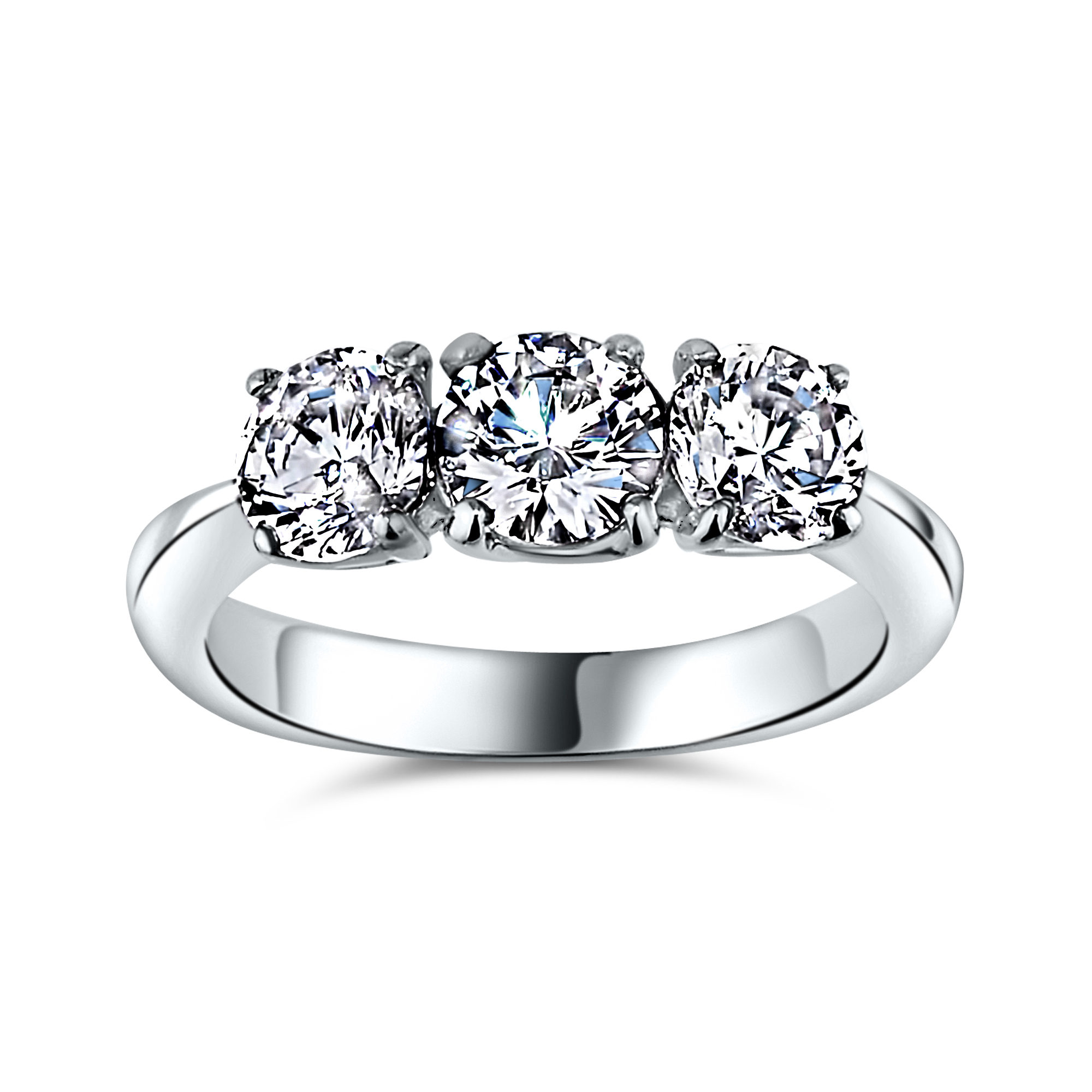 ROUND BRILLIANT THREE STONE TRILOGY RING 18 KARAATS