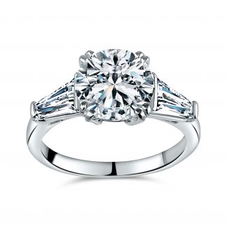 ROUND BRILLIANT CENTER WITH BAGUETTE RING