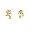 Leaf Design Circular Earring with Diamante
