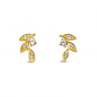 Leaf Design Circular Earring with Diamante