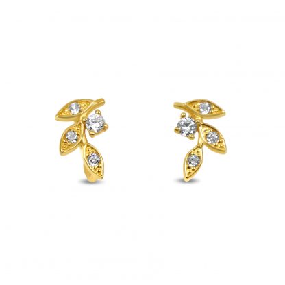 Leaf Design Circular Earring with Diamante