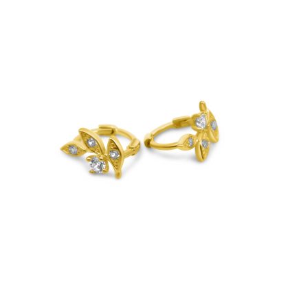 Leaf Design Circular Earring with Diamante - Image 2