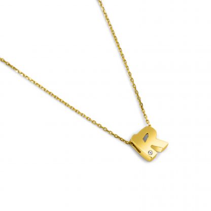 BLOCK INITIAL DIAMANTE CHAIN NECKLACE - Image 8