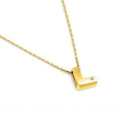 BLOCK INITIAL DIAMANTE CHAIN NECKLACE - Image 6