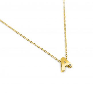 BLOCK INITIAL DIAMANTE CHAIN NECKLACE