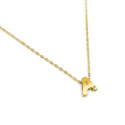 BLOCK INITIAL DIAMANTE CHAIN NECKLACE
