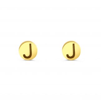 ROUND DISC INITIAL EARRING