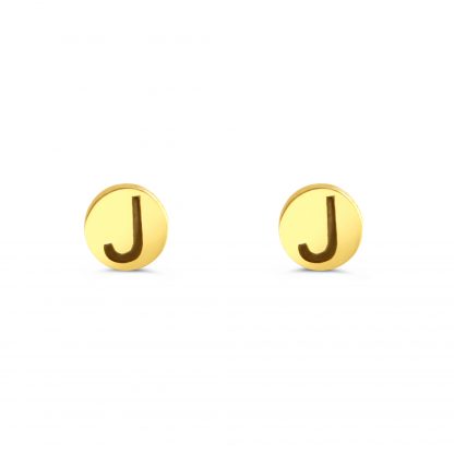 ROUND DISC INITIAL EARRING