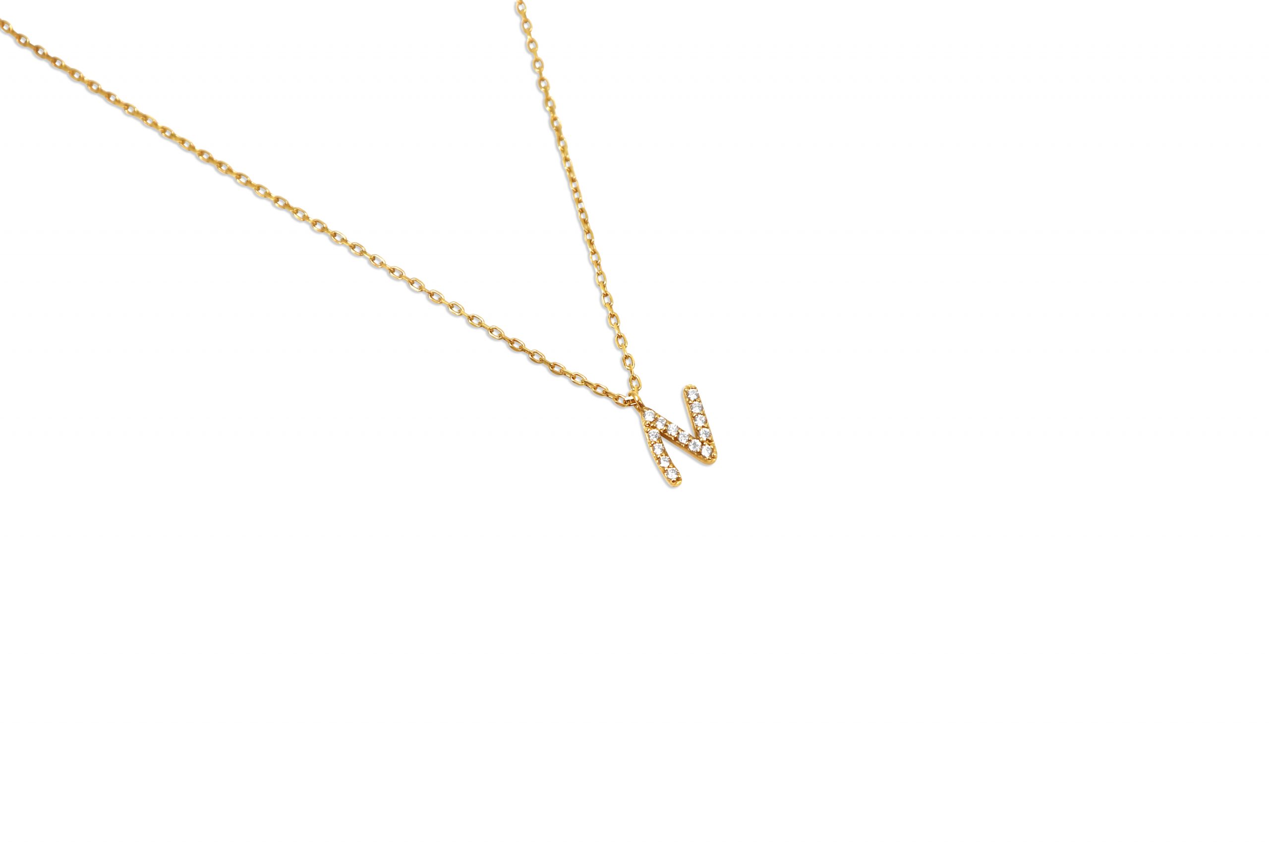 FULL DIAMANTE INITIAL CHAIN NECKLACE – 18 KARAATS