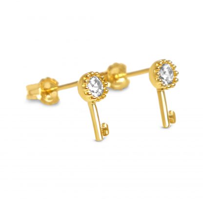 DAINTY KEY STUD EARRING - Image 2